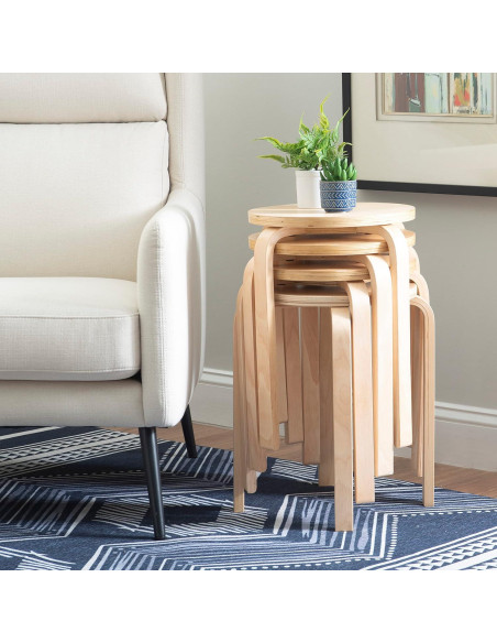 Juego de 4 Taburetes Apilables Linon Natural 45.4 cm