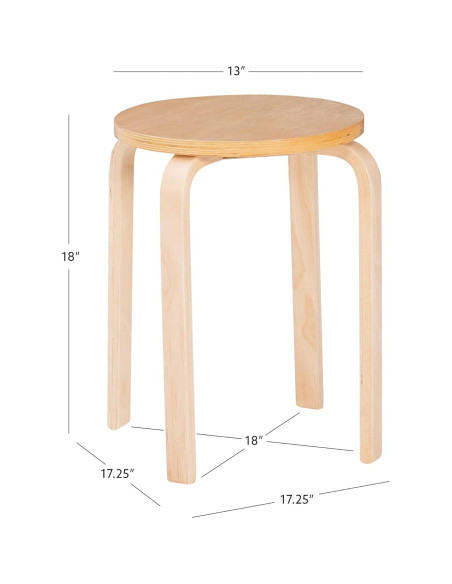 Juego de 4 Taburetes Apilables Linon Natural 45.4 cm