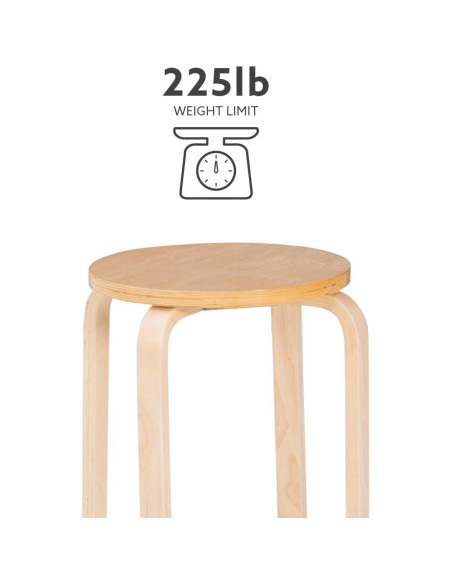 Juego de 4 Taburetes Apilables Linon Natural 45.4 cm