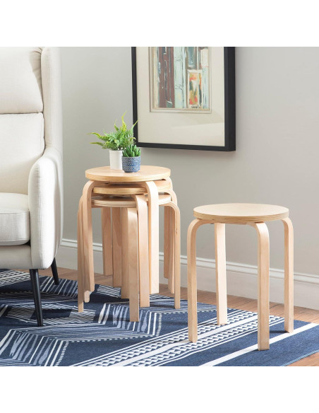 Juego de 4 Taburetes Apilables Linon Natural 45.4 cm