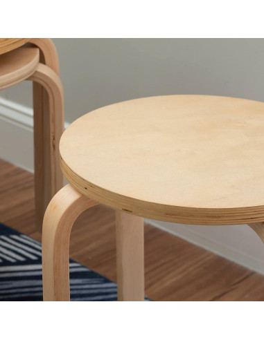 Juego de 4 Taburetes Apilables Linon Natural 45.4 cm