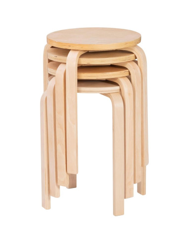 Juego de 4 Taburetes Apilables Linon Natural 45.4 cm