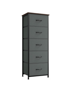 Cómoda Alta Somdot 5 Cajones Gris Carbón para Dormitorio