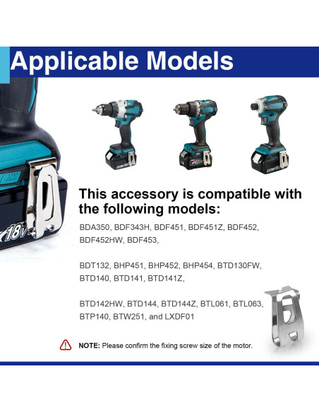 10 Clips de Cinturón Makita de Acero Inoxidable 304