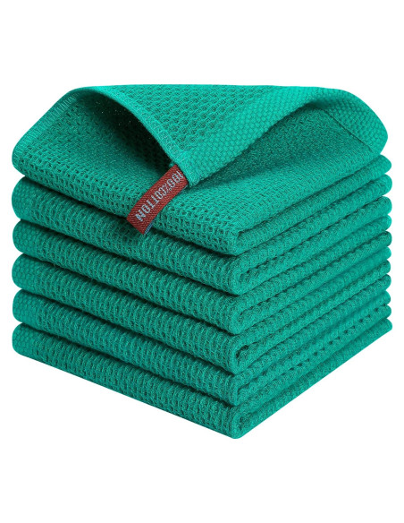 Kitinjoy Paños de Cocina 100% Algodón 6 Piezas 30x30 cm Verde