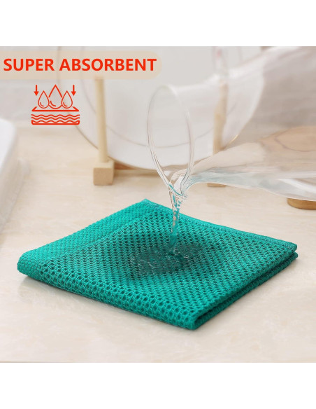 Kitinjoy Paños de Cocina 100% Algodón 6 Piezas 30x30 cm Verde