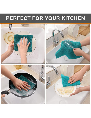 Kitinjoy Paños de Cocina 100% Algodón 6 Piezas 30x30 cm Verde