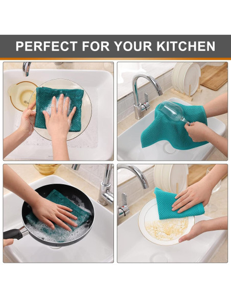 Kitinjoy Paños de Cocina 100% Algodón 6 Piezas 30x30 cm Verde