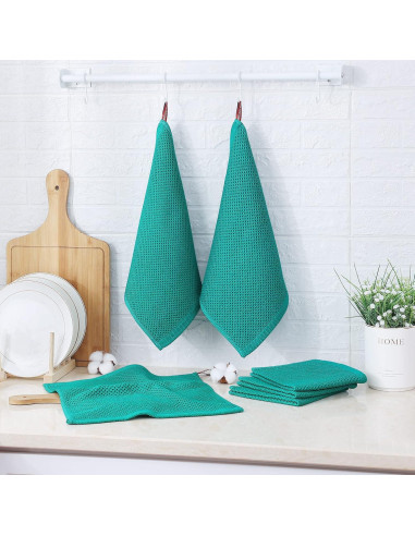 Kitinjoy Paños de Cocina 100% Algodón 6 Piezas 30x30 cm Verde