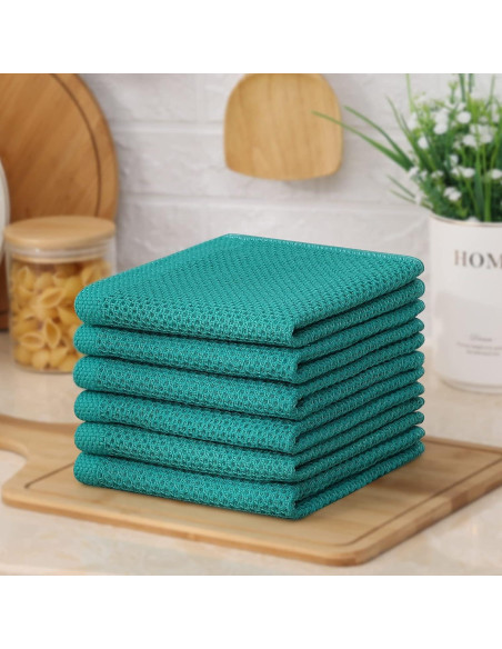 Kitinjoy Paños de Cocina 100% Algodón 6 Piezas 30x30 cm Verde