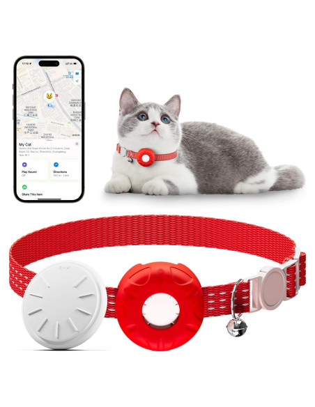 Rastreador GPS para Gatos HONGTOP Rojo, Sin Cuota Mensual