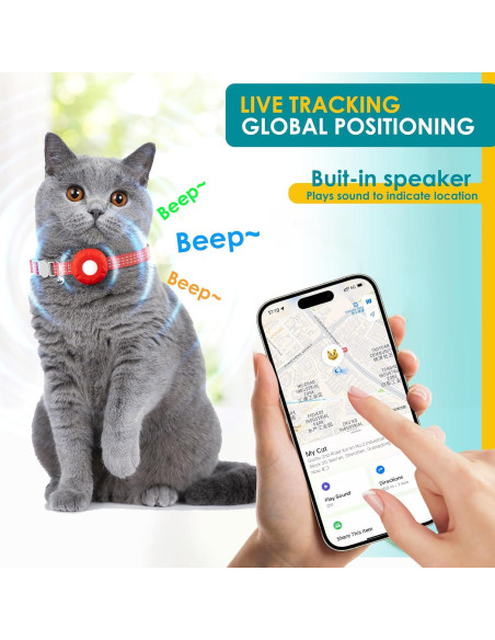 Rastreador GPS para Gatos HONGTOP Rojo, Sin Cuota Mensual