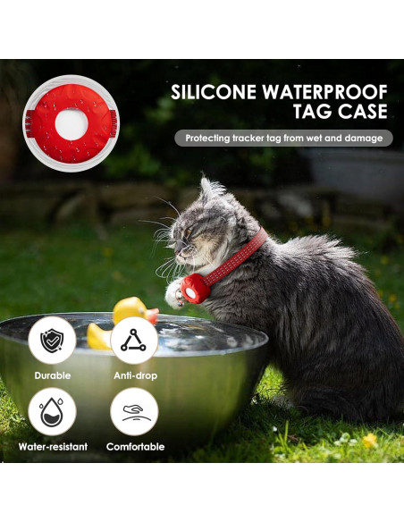 Rastreador GPS para Gatos HONGTOP Rojo, Sin Cuota Mensual