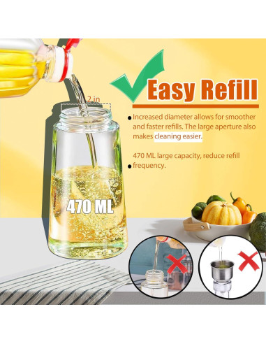 Rociador de Aceite 2 en 1 LUTITASD 470ml Vidrio Negro/Blanco