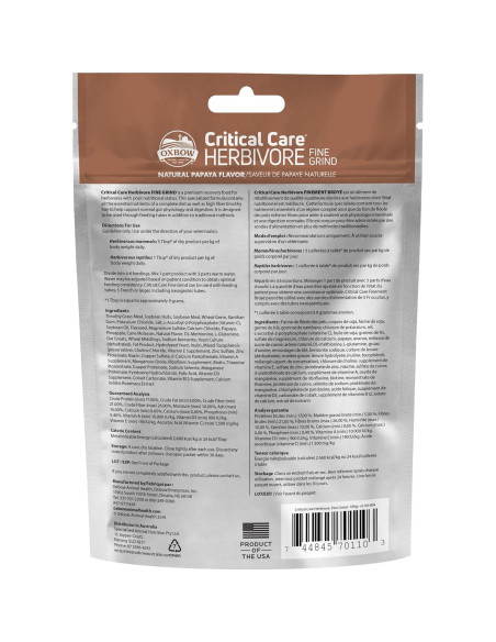 Comida de Emergencia Oxbow Critical Care 100g Papaya