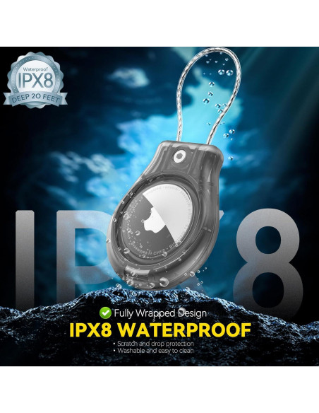 Soporte impermeable para AirTag Inesore IPX8 con cable de bloqueo