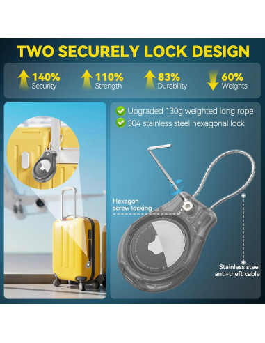 Soporte impermeable para AirTag Inesore IPX8 con cable de bloqueo