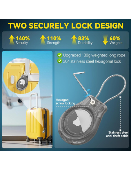 Soporte impermeable para AirTag Inesore IPX8 con cable de bloqueo