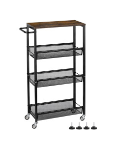 Carrito de Almacenamiento Estrecho MOOACE 4 Niveles Negro