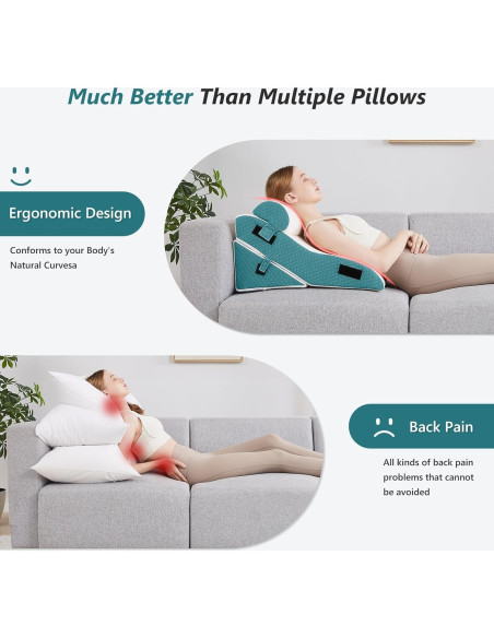 Cojín en Cuña Longering 3 PCS Espuma 57 cm Alivio Dolor