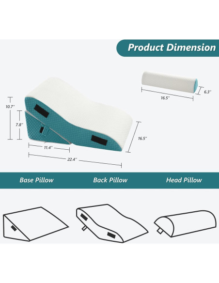 Cojín en Cuña Longering 3 PCS Espuma 57 cm Alivio Dolor