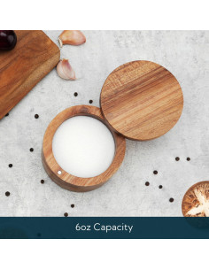 Caja de Sal de Madera de Acacia KITCHENDAO 177ml con Tapa Magnética 2