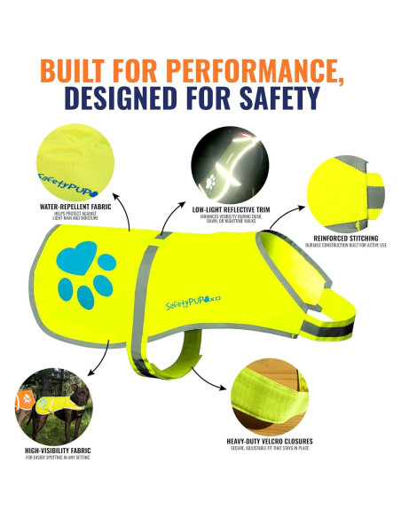 Chaleco Reflectante para Perros SafetyPUP XD Amarillo Pequeño