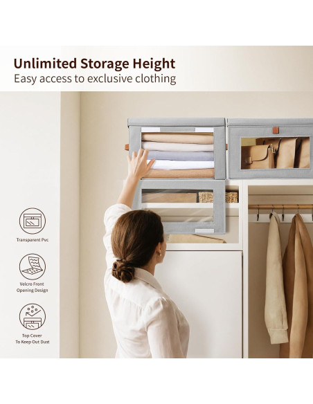 Cajas de Almacenamiento Plegables Homsorout 4 Unidades Gris