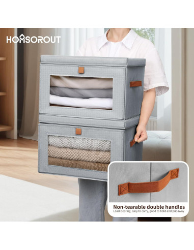 Cajas de Almacenamiento Plegables Homsorout 4 Unidades Gris