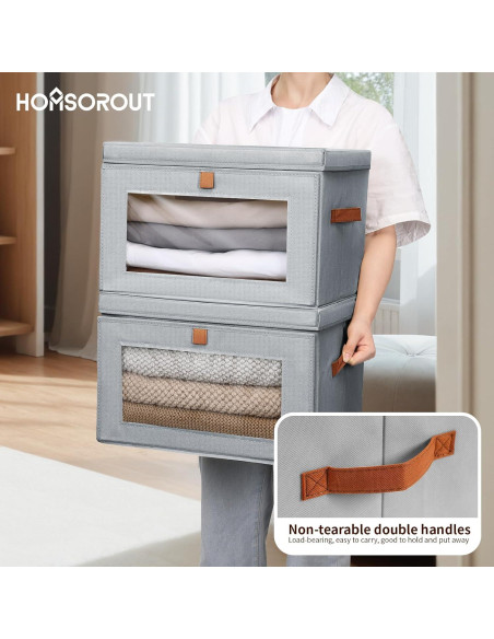 Cajas de Almacenamiento Plegables Homsorout 4 Unidades Gris
