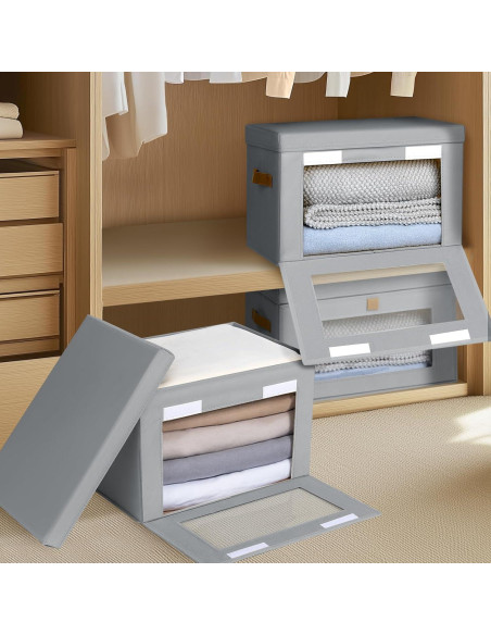 Cajas de Almacenamiento Plegables Homsorout 4 Unidades Gris