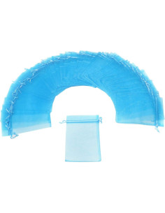 50 Bolsas de Organza Azul Lago 7x10 cm para Joyería y Regalos 2
