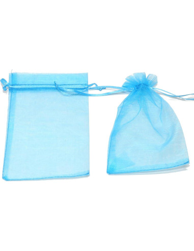 50 Bolsas de Organza Azul Lago 7x10 cm para Joyería y Regalos