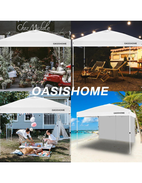 Carpa Plegable OASISHOME 3x3m Blanca con 1 Pared Lateral