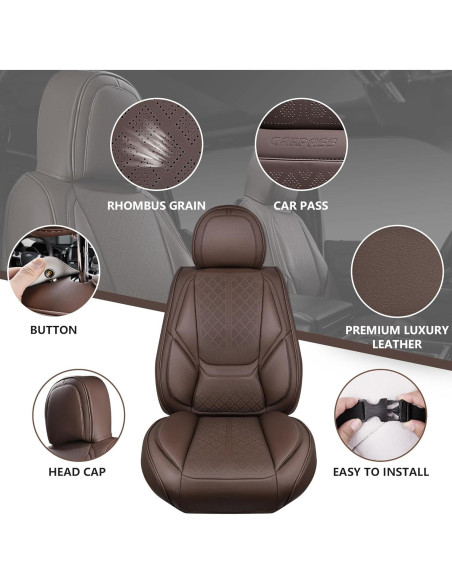 Fundas de Asiento de Cuero Nappa CAR PASS 5 Asientos Marrón