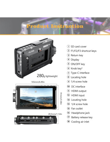 Monitor de Campo VILTROX DC-550 Pro 5.5" Full HD 1920x1080