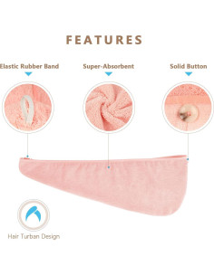 Toalla de Microfibra para Cabello AIDEA - Paquete de 5 Turbantes 66x25cm 2