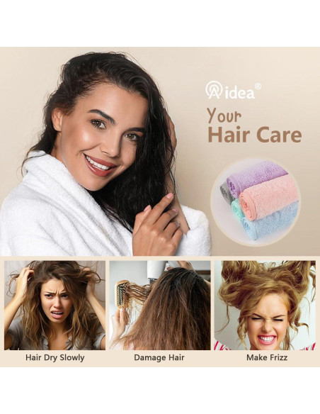 Toalla de Microfibra para Cabello AIDEA - Paquete de 5 Turbantes 66x25cm