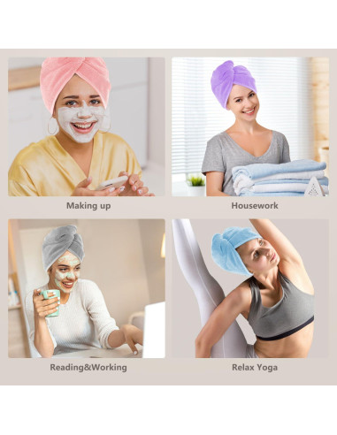 Toalla de Microfibra para Cabello AIDEA - Paquete de 5 Turbantes 66x25cm