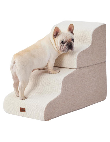 Escalera Curvada Beige para Perros 4 Pasos Antideslizante