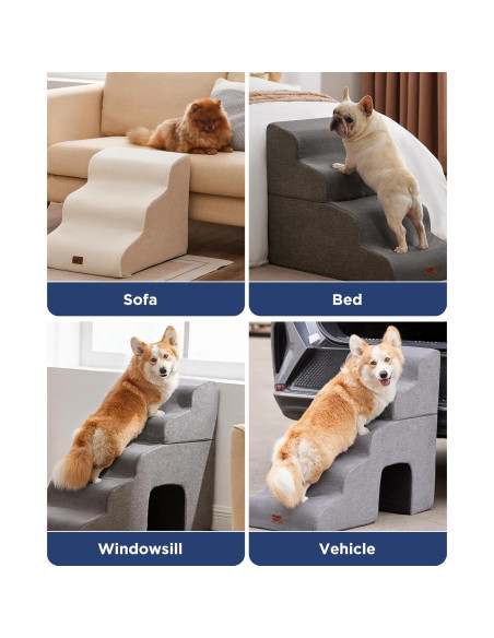 Escalera Curvada Beige para Perros 4 Pasos Antideslizante