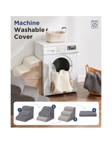 Escalera Curvada Beige para Perros 4 Pasos Antideslizante