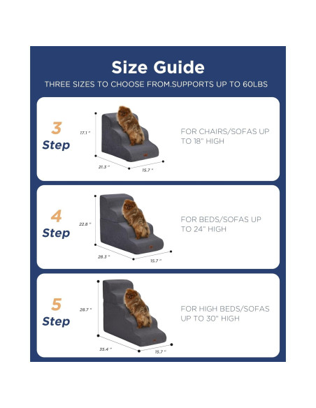 Escalera Curvada Beige para Perros 4 Pasos Antideslizante