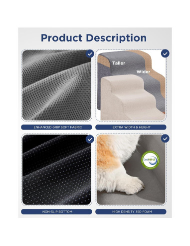 Escalera Curvada Beige para Perros 4 Pasos Antideslizante
