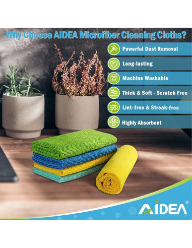 Paños de Microfibra AIDEA 8PK 30x30cm Sin Pelusa
