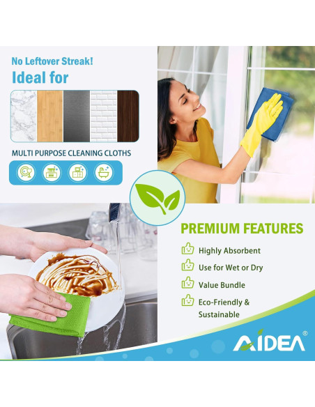 Paños de Microfibra AIDEA 8PK 30x30cm Sin Pelusa