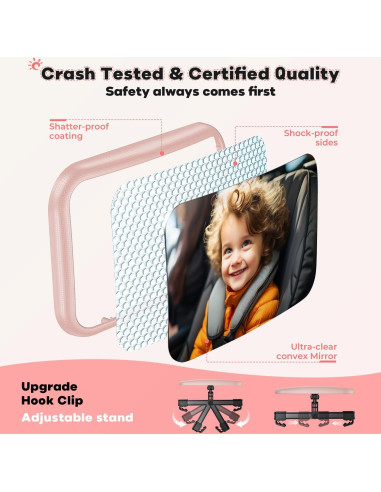 Espejo de Coche para Bebé Mirrorsafe BBJ-02 Rosa Irrompible
