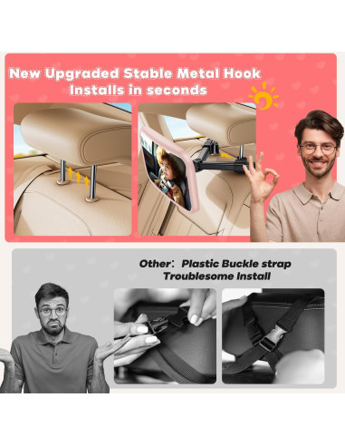 Espejo de Coche para Bebé Mirrorsafe BBJ-02 Rosa Irrompible