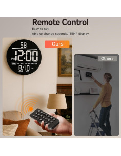 Reloj de Pared Digital JALL 10" RGB con Alarma y Temporizador 2