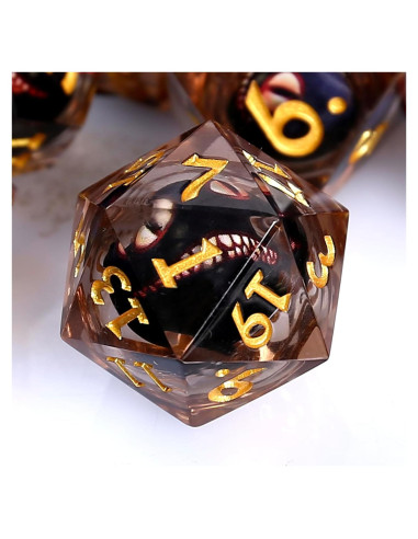 Juego de Dados Ojo de Dragón DND Maywin - 7 Piezas con Núcleo Líquido